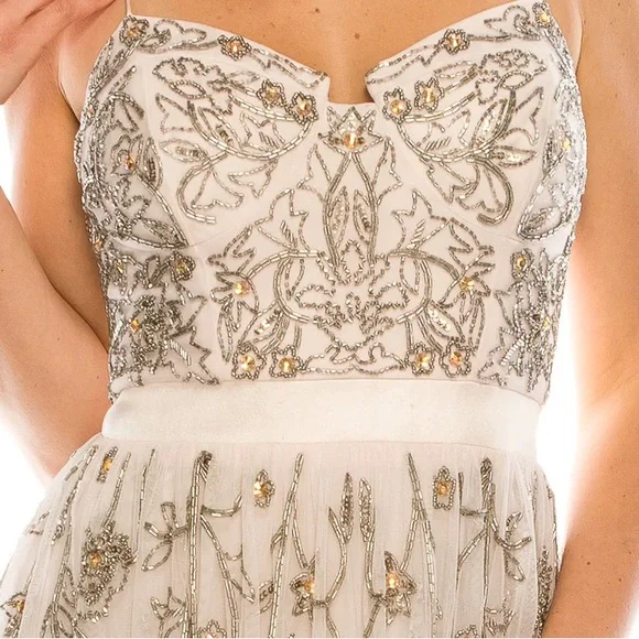 Aidan Mattox | Dresses | Aidan Mattox Pink Blush Embellished Beaded Floral  Tea Length Dress | Poshmark